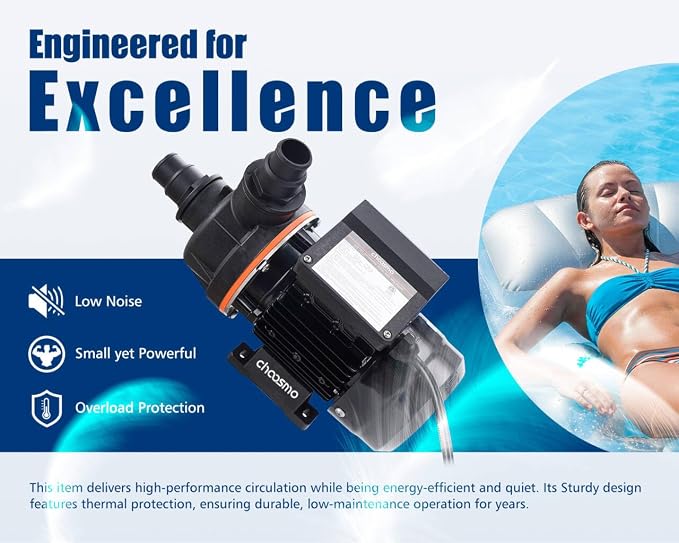 1/3HP Above Ground Swimming Pool Pump 2640GPH, Corded 115V Pool Filter Pump Replacement for Sand Filter Setups, Water Circulation with 1-1/4 and 1-1/2 in Hose Adapters