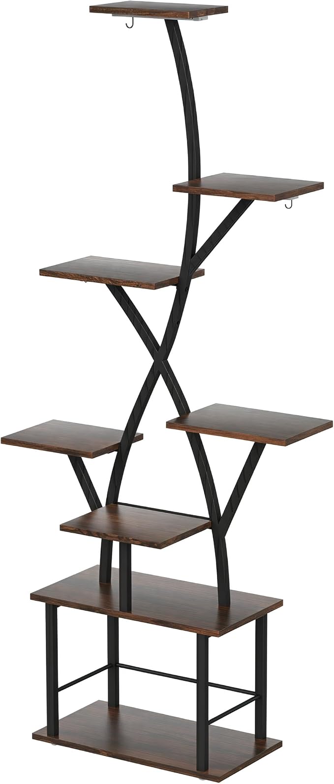 Quikraen Plant Stand Indoor with Grow Lights 64" Tall Plant Shelf Corner Lighted Plant Stands for Indoor Growing Multiple Metal 8 Tiered Large S-Shape Flower Plant Rack for Home Decor Patio Balcony