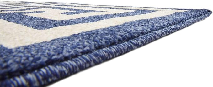 Unique Loom Athens Collection Classic Geometric Modern Border Design Area Rug (3' 3 x 5' 3 Rectangular, Navy Blue/ Beige)