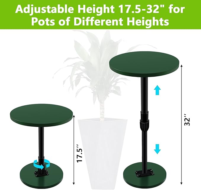 Axcoix Adjustable Height Plant Risers for Inside Pots, 17.5-32" Wooden Planter Inserts for Large Pots Sturdy Support, Planter Lift Insert for Tall Square Round Taper Planters (6" 8" 10" Base or Top)