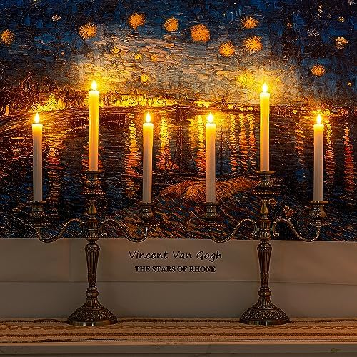 Homemory 12 Pcs Real Wax Flameless Taper Candles with Remote Timer and Dimmer, Battery Operated Candlesticks with Flickering Light, White Window Candles, 9.6 Inches for for Wedding Home Decor - Image 4
