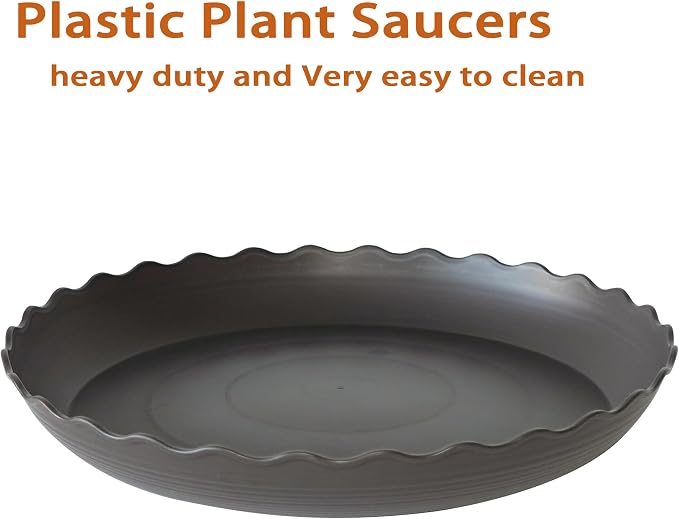 2 Pack of 10 inch Plant Saucer Plant Tray, Plastic Plant Saucer, Heavy Duty Plant Tray for Pots, Plant Saucers for Indoors Planter, Garden Water Plate Bowls for Gallon Grow Bags (Brown)