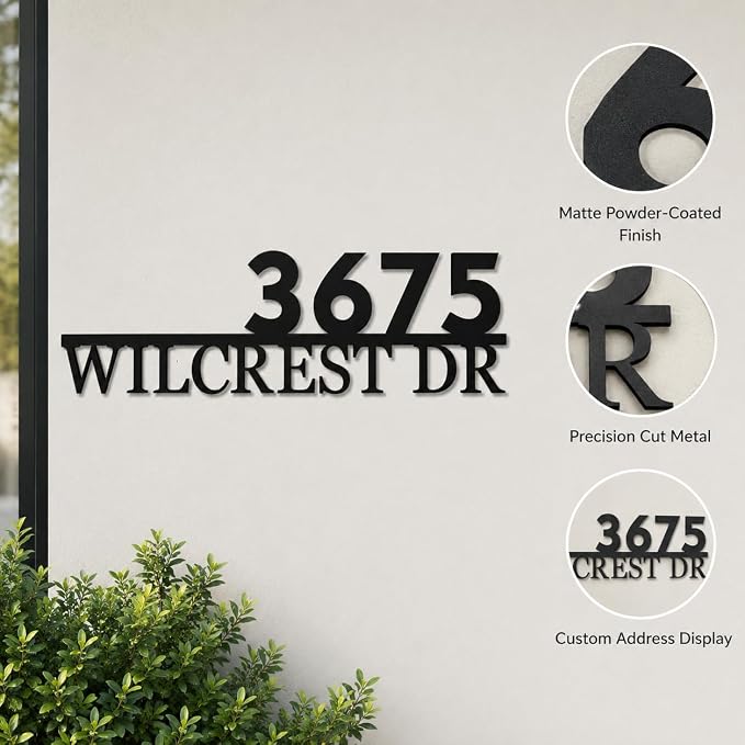 Custom Metal Address Sign Personalized House Number Plaque with Street Name for Front Door Porch Entryway Driveway Garden Patio House Exterior Decor Gift