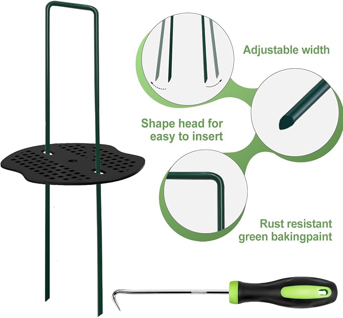 Landscape Staples 6 Inch 20pcs Garden Stakes + 20pcs Gasket, Lawn Pins with Spray Coating Craft, 11Gauge Anti-Rust Ground Yard Spikes Anchoring for Outdoor Tents Irrigation Hoses (Green)