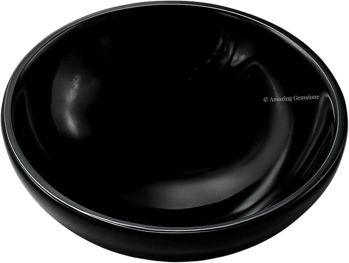 Black Obsidian Crystal Bowl - 3 Inch Decorative Bowls for Room and Home Decor - Gemstone Healing Crystals for Elegant Display, Positive Energy Balance and Gift