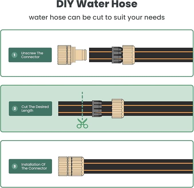 Giraffe Tools Garden Hose 5/8" Custom Length, No Kink, Flexible, Leakproof Water Hose, 600 Burst PSI, 15ft Double Female Fittings,Black Orange