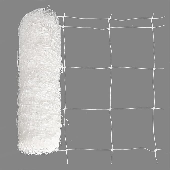 Toolazy Trellis Netting 47" x328' White - Heavy Duty 6" Mesh Plant Support Net for Climbing Vegetables, Garden Trellis Roll for Tomato Cucumber Pea Bean Vine Grow Tent Scrog Hydroponic