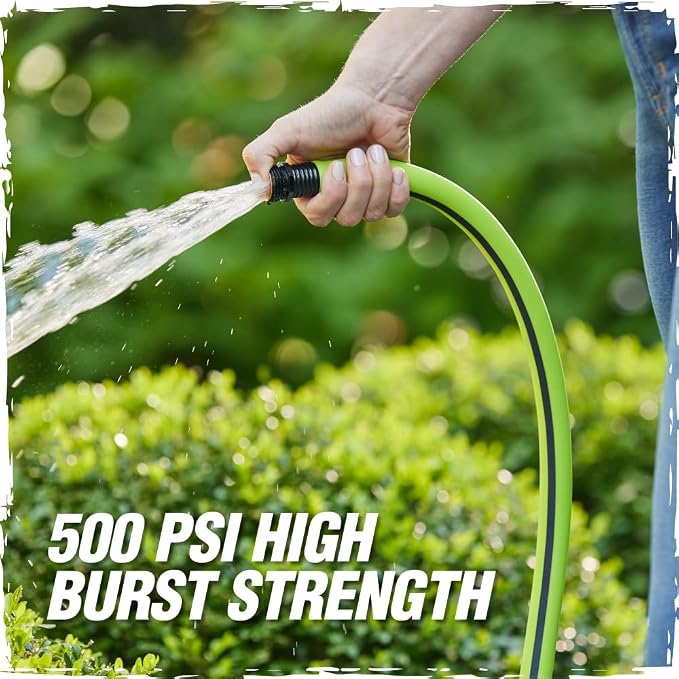 RUGGED RHINO Heavy Duty Garden Hose 50ft x 5/8in, Anti-Kink and Leakproof, Durable 4-Layer Construction, 500 PSI Burst, All Weather Outdoor Watering for Lawn, Garden, Flowers, Green and Black