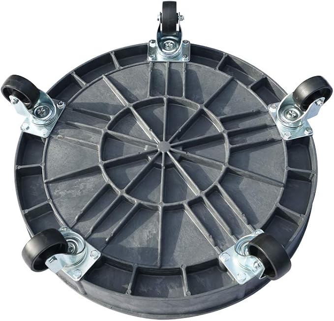 ELAFROS 30 Gallon and 55 Gallon Heavy Duty Plastic Drum Dolly – Durable Plastic Drum Cart 900 lb. Capacity- Barrel Dolly with 5 Swivel Casters Wheel,Grey