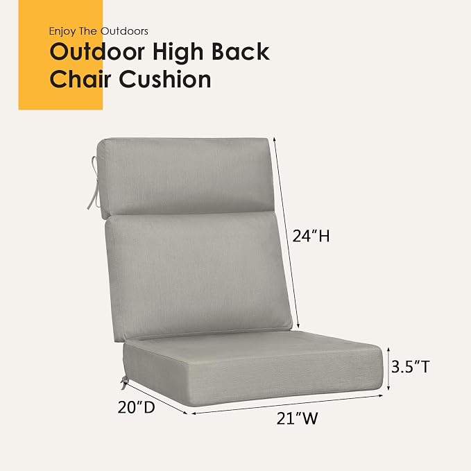 Sunbrella Outdoor High Back Chair Cushion, 2 Pack 44x21 inches Patio Chair Cushions Water Repellent Rocking Cushions Indoor Furniture Seat Pad, Specrtum Pebble