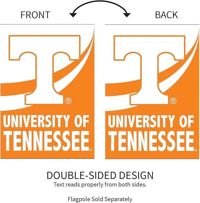 Team Sports America NCAA University of Tennessee House Flag, 28 x 44, Double Sided Garden Flags for Outside, Outdoor College Flags & Banners for Gardens Patio, Indoor Wall Decor Flag for Room