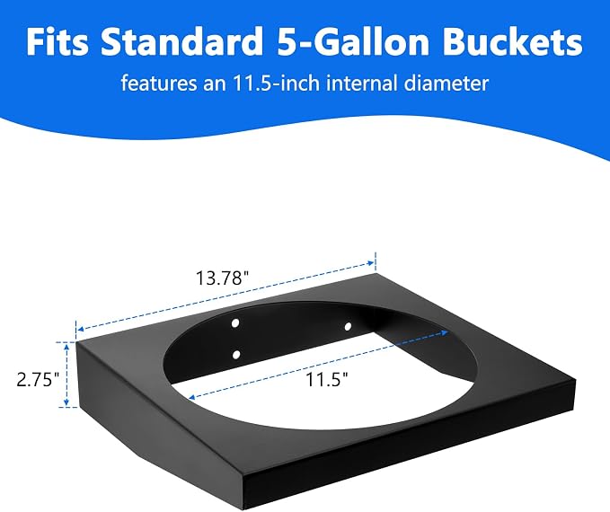 SPARKWHIZ 5 Gallon Bucket Bracket for Race Trailer, Garage, Shop, Enclosed Trailer, Toy Hauler, 11.5" ID