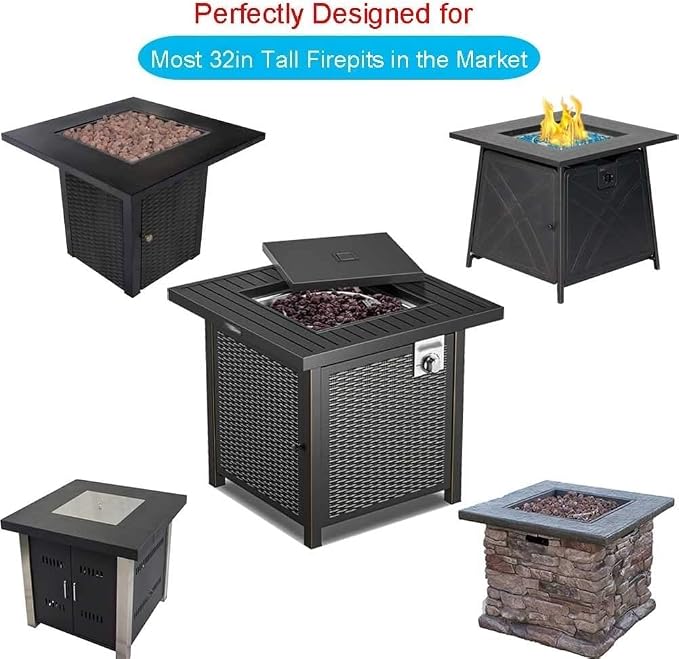 Saking Fire Pit Cover,32 inch Square Firepit Covers, Gas Fireplace Fire Pit Table Cover for Propane Fire Pit - 32 x 32 x 17 inch