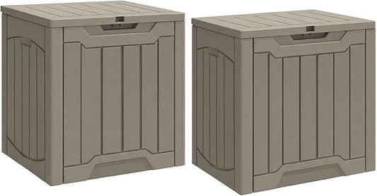 YITAHOME 31 Gallon Deck Boxes Set of 2, Lockable Outdoor Storage Bins for Patio Cushions, Garden Tools, Weather-Resistant Resin Storage Solution, Taupe