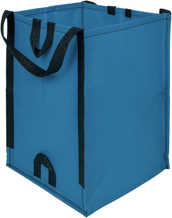 DURASACK Heavy Duty Home and Yard Bags 48-Gallon Reusable Self-Standing Lawn and Leaf Bags Garbage Can with Reinforced Handles, Ocean Blue