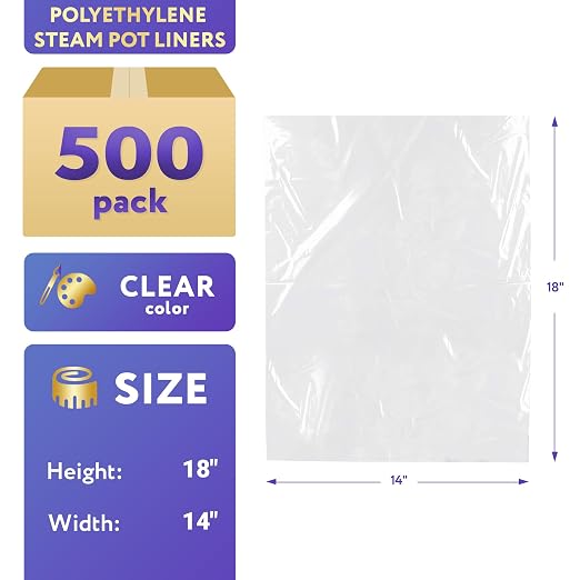 APQ Pack of 500 Steam Table Pan Liners 18" x 14" for 1/3 and 1/4 Size Pans. Polyethylene Liners by APQ Supply