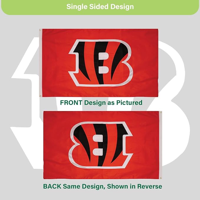Team Sports America NFL Cincinnati Bengals 3 x 5 Outdoor Durable House Flag with Grommets | Sport Team Flag & Banner | Indoor Wall Decor Flag for Room | Works with Flag Poles for Outside House