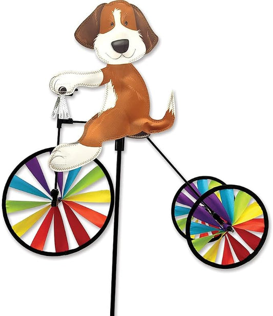 Tricycle Spinner Dog 19" – Cute Canine Design, Weather-Resistant Outdoor Decor, Durable & Lightweight for Patios, Yards, and Gardens - Eye-Catching Wind Spinner with Rotating Wheels
