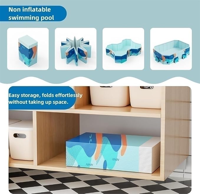 Foldable Swimming Pool Non-Inflatable Pool, Hard Plastic Shell Portable Pool, Dog Pool, Rectangular Above Ground Swimming Pool, Pools for Backyard and Garden (Size : 9.8ft)