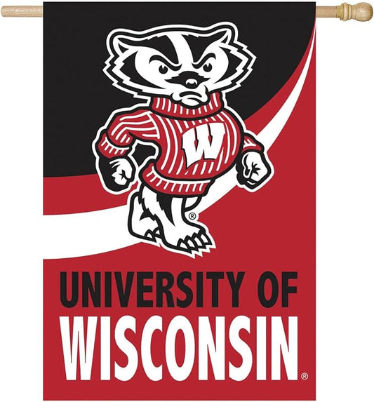 NCAA University of Wisconsin-Madison House Flag, 28 x 44, Double Sided Garden Flags for Outside, Outdoor College Flags & Banners for Gardens Patio, Indoor Wall Decor Flag for Room