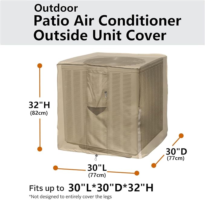 Air Conditioner Covers for Outside Units - 30 x 30 Inch Outdoor Central AC Cover with Waterproof 600D Durable Canvas, Square Universal Patio Furniture Cover (30"L x 30"W x 32"H)