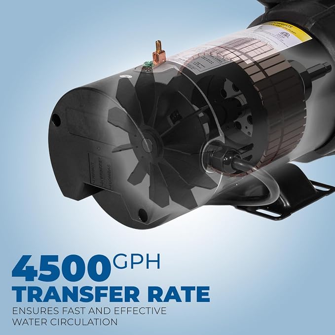 XtremepowerUS 1.5HP Above Ground Swimming Pool Pump 2-Speed Pump Spa 1.5" inch High Flow Dual Speed Self Filter Basket w/ Pool Hose Adapter