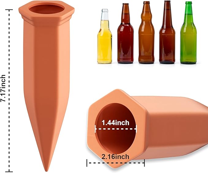 20 Pack Terracotta Plant Watering Spikes, Self-Watering Stakes for Wine Bottles, Porous Clay, Reusable (Red A)