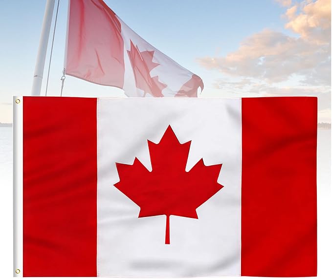 Canada Flag 3x5 FT, Canadian Flags Durable Embroidered Maple Leaf with Vivid Color, Triple Stitching, Canvas Header and Brass Grommets for All-Weather Outdoor Display