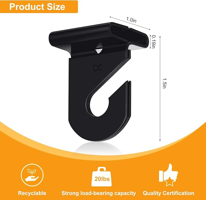 Vicenpal 200 Pair Black Drop Ceiling Hooks Bulk for Classrooms Hanging, Metal Suspended Track Tile Hooks Aluminum Heavy Duty T Bar Clips, Hold up to 20 Lbs for School Offices Plants Decorations