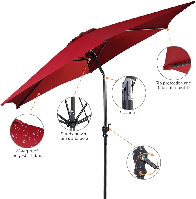 Giantex 10ft Outdoor Patio Umbrella, Market Table umbrella w/Tilt Adjustment and Crank, 180G Polyester, Garden Canopy for Deck Backyard Pool Indoor Outdoor