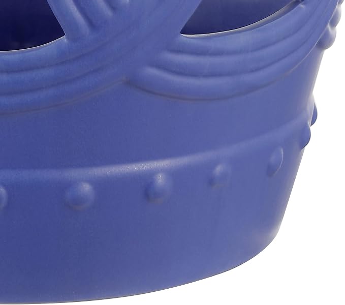 JONATHAN Y Lucky Coins 16" Ceramic Garden Stool, Contemporary Matte Blue Cutout Interlocking Rings Drum Indoor/Outdoor Side Table and Plant Stand for Patio, Garden, Living Room TBL1022D