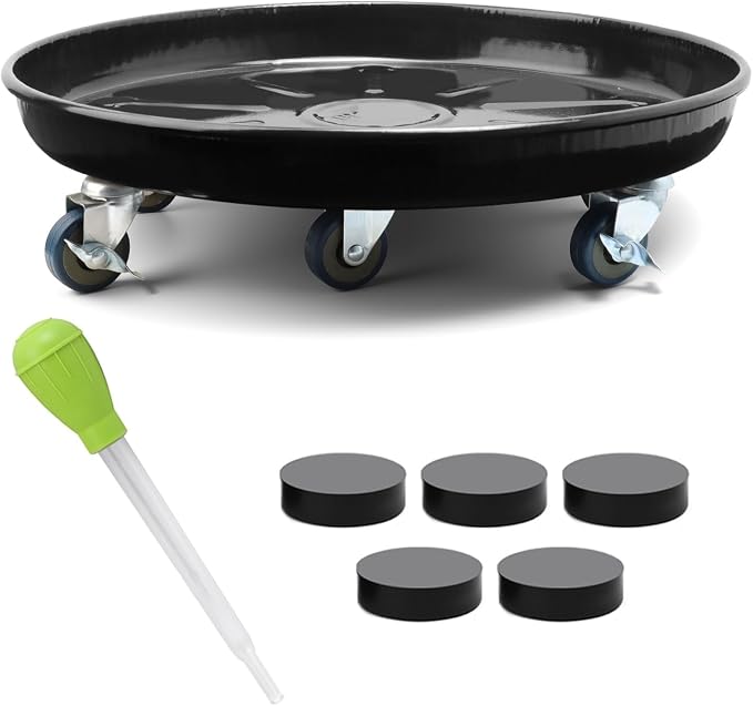 1 Pack 20 Inch Metal Plant Caddy With Lockable Wheels,Plant Stand Dolly for Heavy Planter,Wheeled Planter Saucer Tray,Rolling Plant Stand,Heavy-Duty Plant Caddy for Indoor and Outdoor(Black)