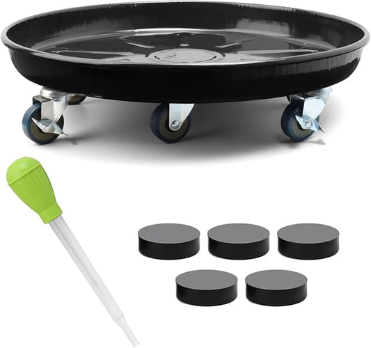 1 Pack 20 Inch Metal Plant Caddy With Lockable Wheels,Plant Stand Dolly for Heavy Planter,Wheeled Planter Saucer Tray,Rolling Plant Stand,Heavy-Duty Plant Caddy for Indoor and Outdoor(Black)