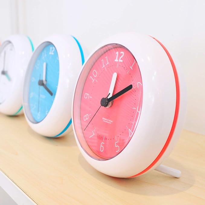 mooas Silent Waterproof Clock (Orange), 3 Types, Bathroom, Shower, Indoor Outdoor, Hanging, Kitchen, 5 x 2 inches, Battery Operated