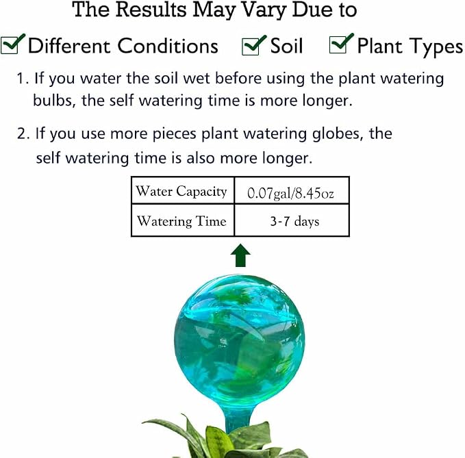10pcs Plant Self Watering Globe Stakes, Plant Watering Stakes Automatic Plant Watering Bulb System Spikes, Flower Automatic Watering Device, Garden Self Waterer for Indoor Outdoor Plant
