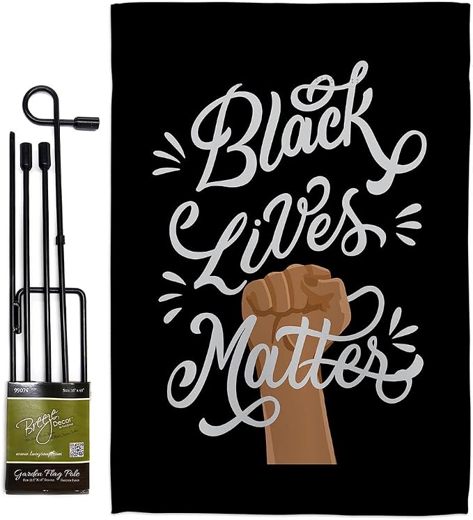 Stop Racism Garden Flag Pole Home Decor Banner Room Wall Art Patio Lawn Front Porch Outdoor Decorations Small Tapestry Yard Sign Black History Month BLM African Americans Heritage Made in USA