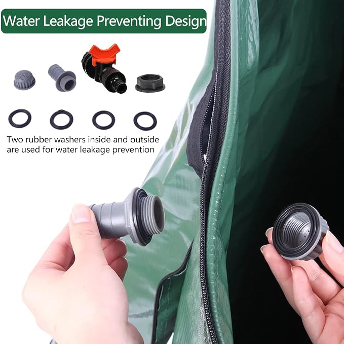 Collapsible Rain Barrel, 132 Gallon Portable Rainwater Collection System, Rain Catcher Barrel, Water Storage Tank with Two Spigots and Overflow Kit, Rain Water Barrel Collector for Garden, Green