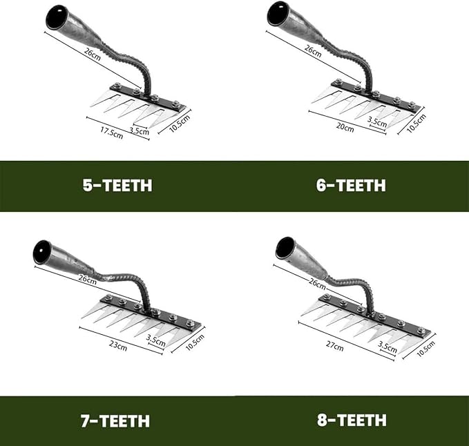 Gardenia Iron Weeding Rake 2.0, IronRake The Heavy-Duty Iron Weeding Rake, 5/6/7/8 Teeth Hand Weeder Tools for Lawn Yard and Garden Farm Uprooting (8 Teeth)