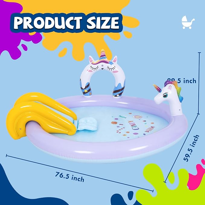 DIMAR GARDEN Inflatable Kids Swimming Pool Water Slide Spray Pool Play Center