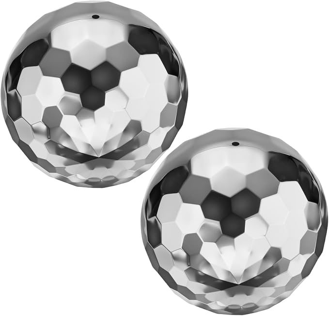 M METERXITY 2-Pack Garden Gazing Globes Ball Sculptures Diamond 4 Inch 304 Stainless Steel Hollow Mirror Reflective Floating Ball for Garden/Pond/Home/Yard Outdoor Decoration [Silver]