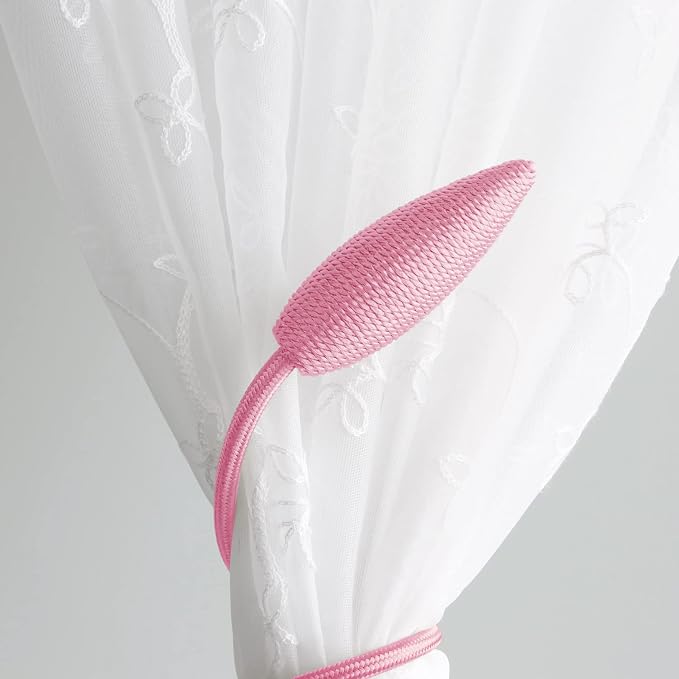 Valea Home 2 Pieces Curtain Tiebacks Clips Creative Window Drape Twist Tie Backs European Style Custom Made Curtain Holders Decorative Draperies Holdbacks, Pink