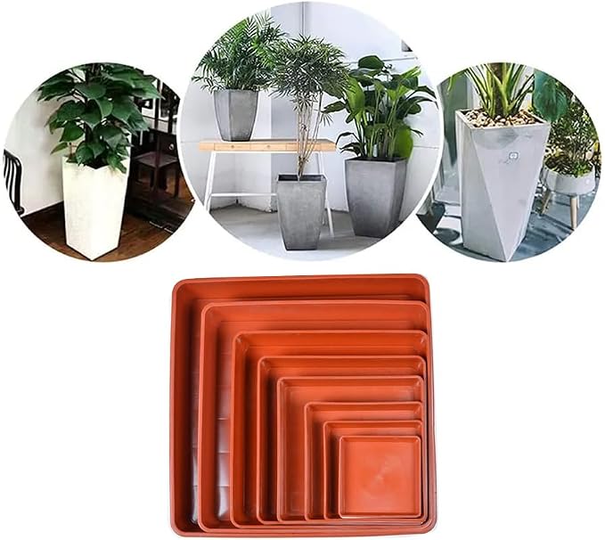 LWALRS 5 Pack Square Plant Saucer, Plastic Plant Water Dray Tray 6 Inch, Heavy Plant Trays for Pots, Planters for for Pots Base Indoors and Outdoors Plants.(6 inch, Terracotta