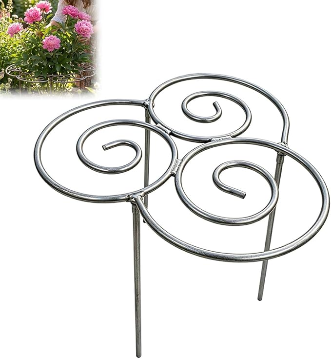 Metal Plant Support Ring for Garden, 2026 New Peony Cages and Supports, Grow-Through Peony Cages Ring Supports, Flower Support Frame, Outdoor Indoor Pots, Decorative Grow Through Rings (1pcs-Small)