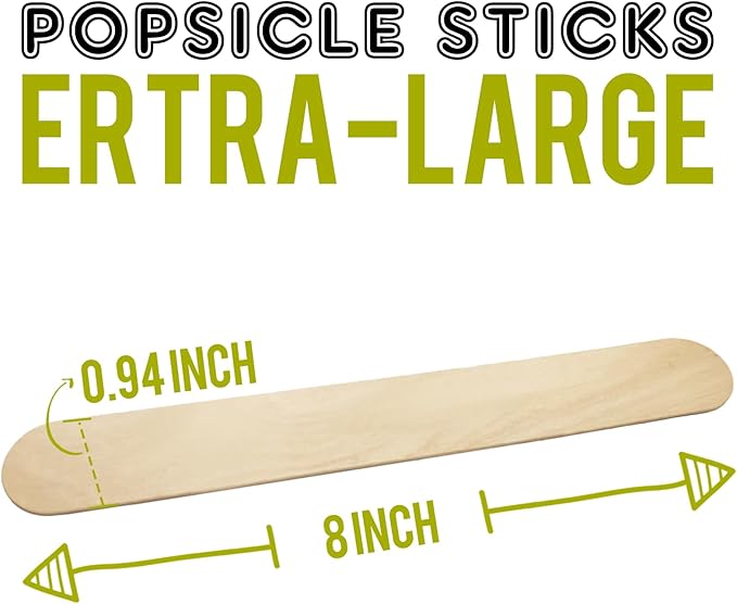 WISYOK 8'' Jumbo Craft Sticks - 90PCS Extra Large Natural Premium Wood, Ice Cream Sticks, Jumbo Sticks, Large Tongue Depressors, Plant Labels, Hair Removal and Waxing Supplies, Crafting