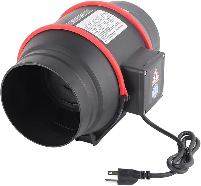 Srliya 6in Quiet Ventilation Fan with High Density Inclined Blades, IPX2 for Grow Tent Planting Indoor Place, Performance: Oblique Supercharging (US Plug110V)
