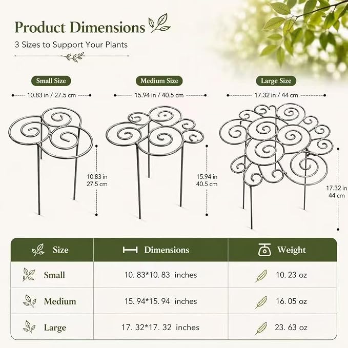 2026 New Peony Cages and Supports, Metal Plant Support Ring for Gardens, Grow Through Plant Support Hoops for Peonies, Tomatoes, Roses, and Other Plants and Flowers (Large)