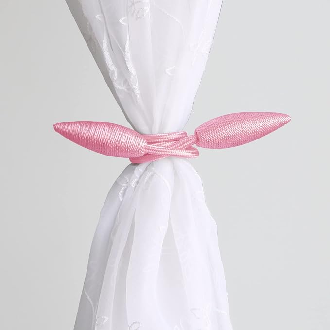Valea Home 2 Pieces Curtain Tiebacks Clips Creative Window Drape Twist Tie Backs European Style Custom Made Curtain Holders Decorative Draperies Holdbacks, Pink