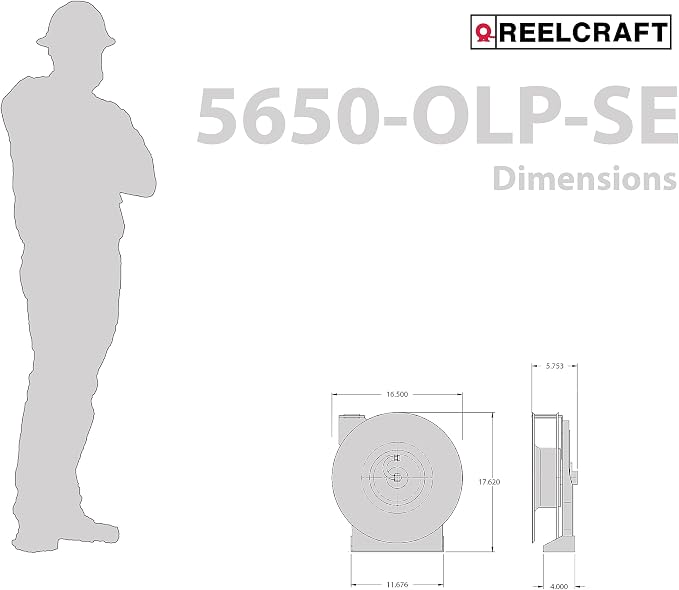 Reelcraft 5650-OLP-SE - 3/8" x 50 ft. 300 psi, Air/Water Reel with Hose 1/4" MNPT