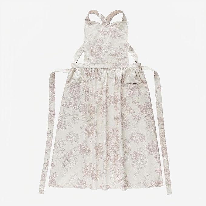 Floral Cotton Waterproof Adult Kitchen Apron Adjustable Cooking Baking Garden Chef Apron with Pocket
