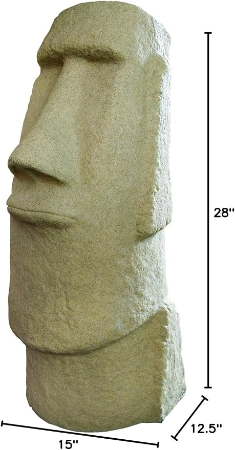 EMSCO Group Easter Island Head Statue – Natural Sandstone Appearance – Made of Resin – Lightweight – 28” Height